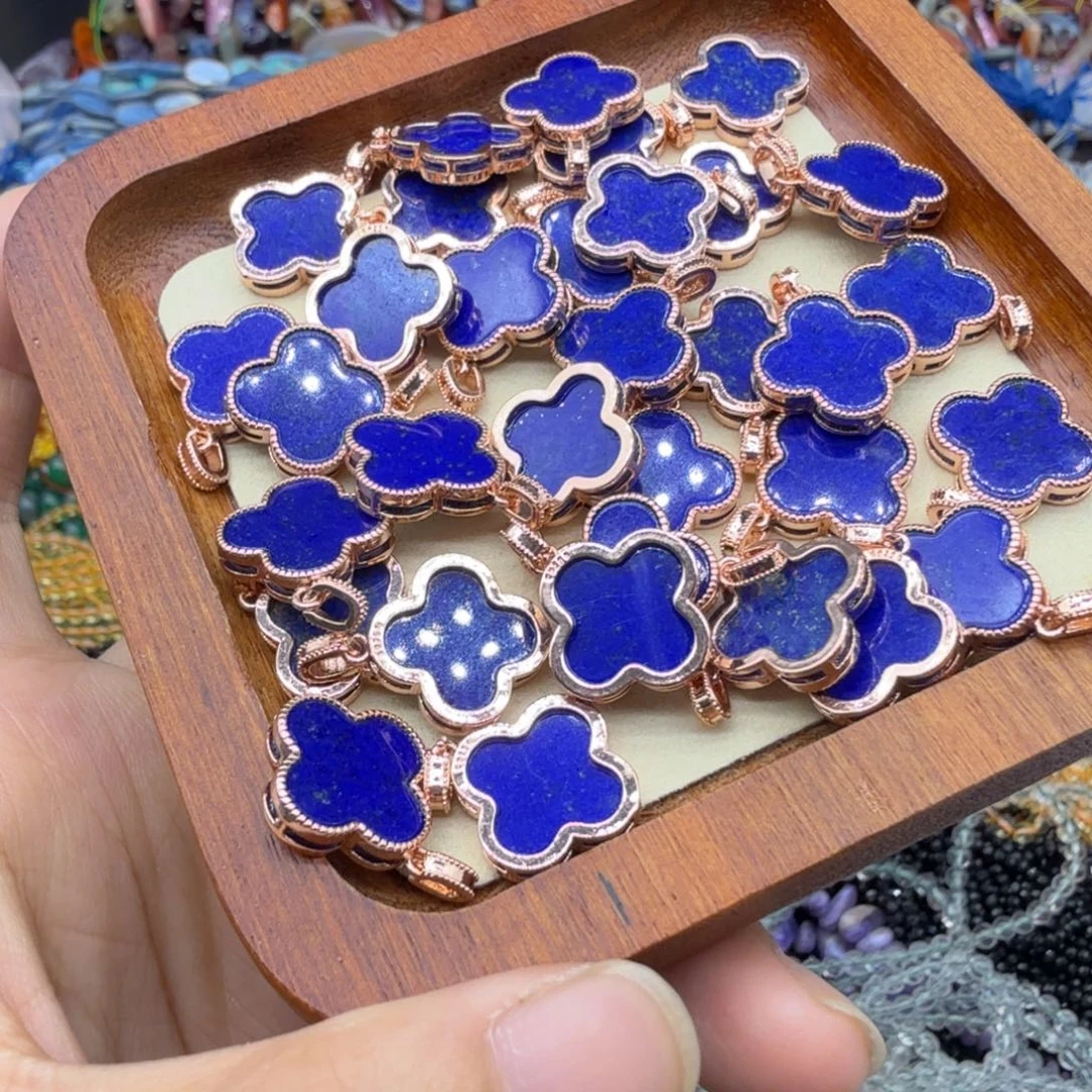 水晶珠宝半成品未镶嵌卡14青金四叶草一颗