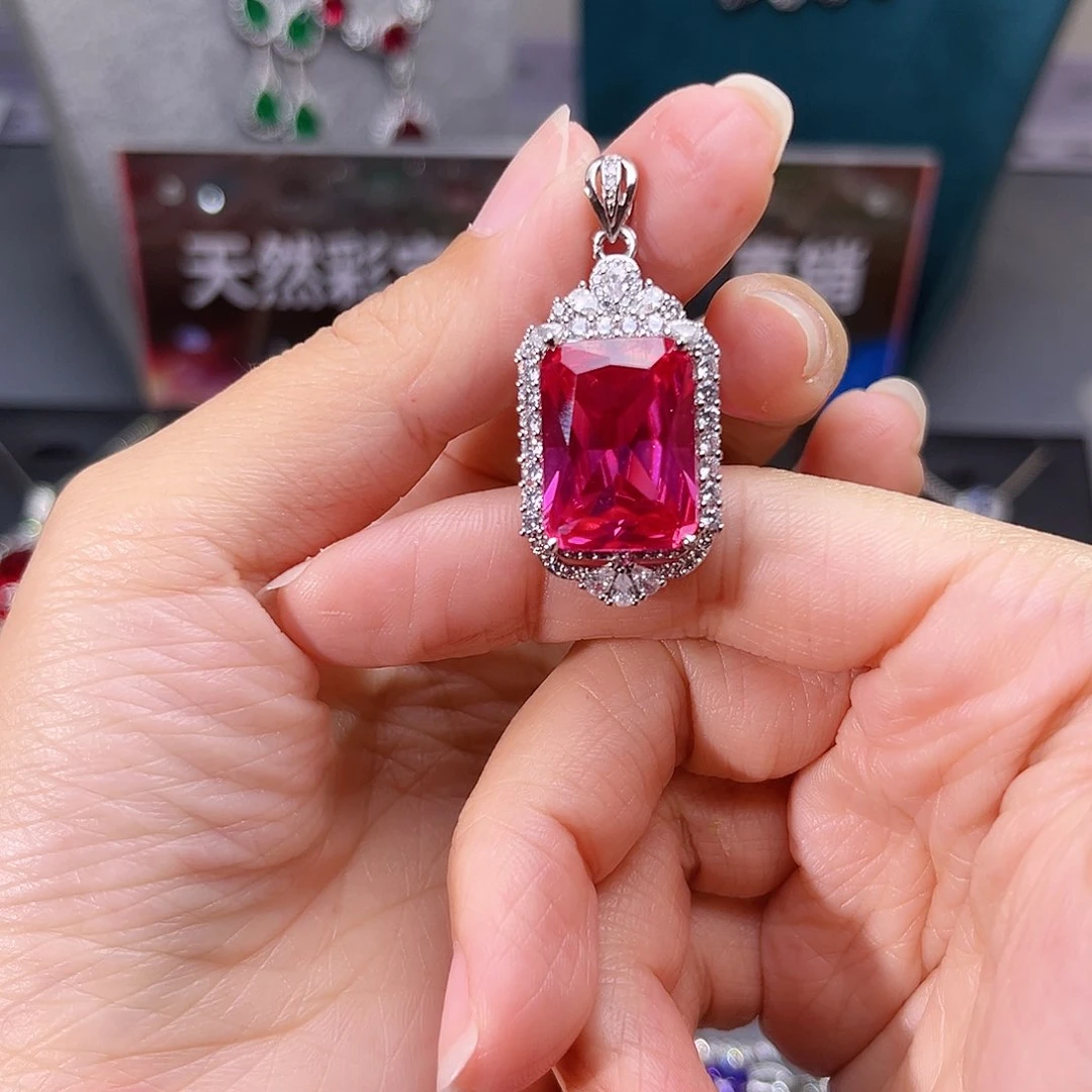 颈饰蓝宝石银S925镶嵌c z 6