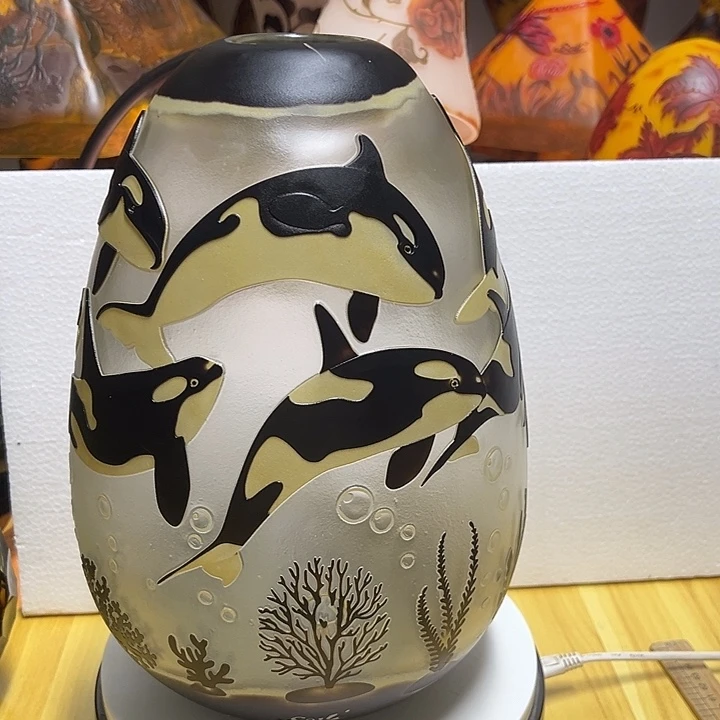 银***3虎鲸雕刻花瓶花器高33口6