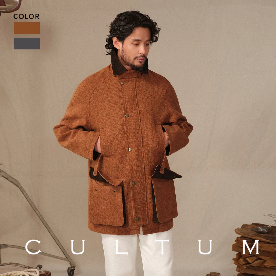 【高效防水透湿】CULTUM 100%粗纺羊毛秋冬男户外猎装夹克两件套