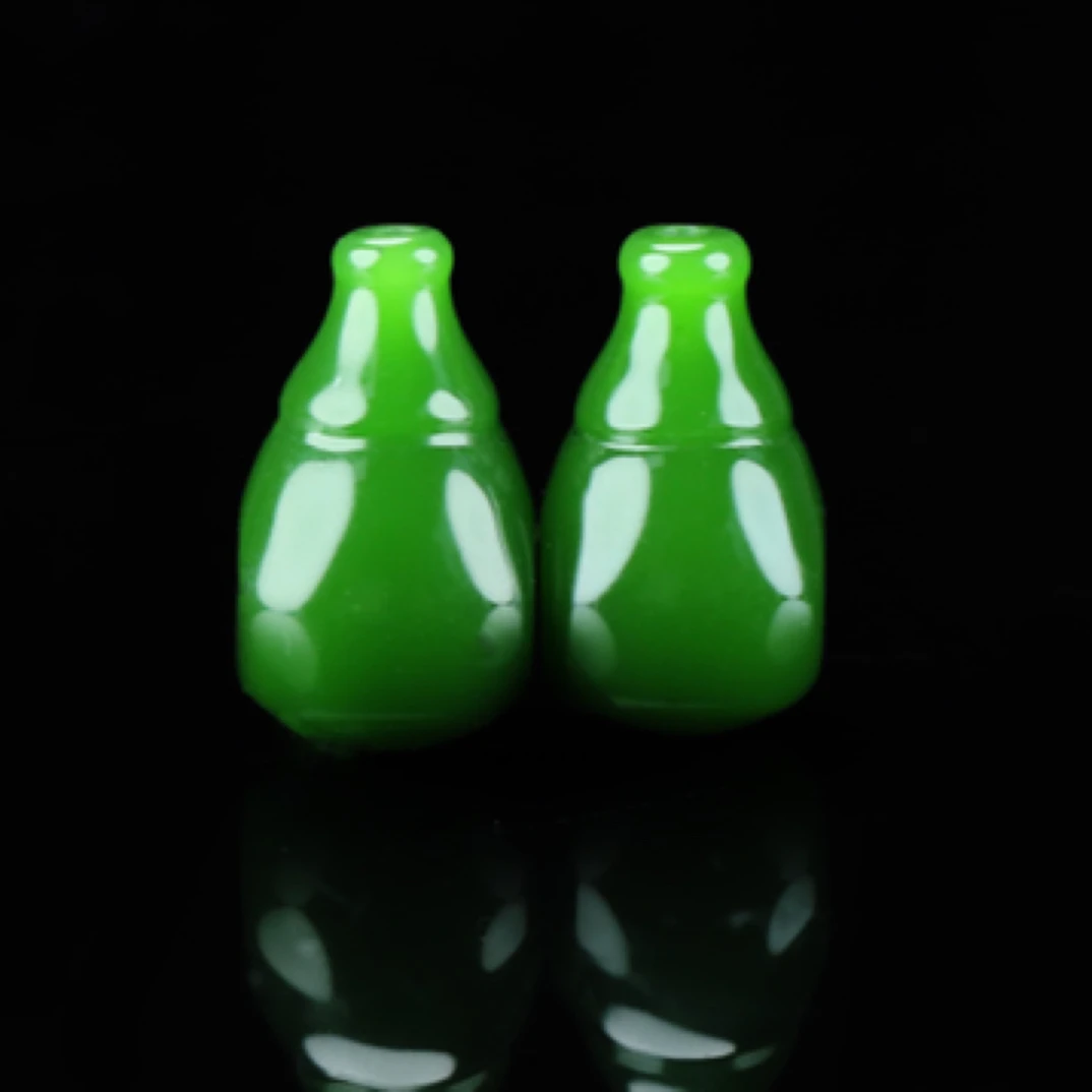 纯手工非洲翠玛瑙果绿色苹果绿西葫芦三通12mm左右冰透细糯