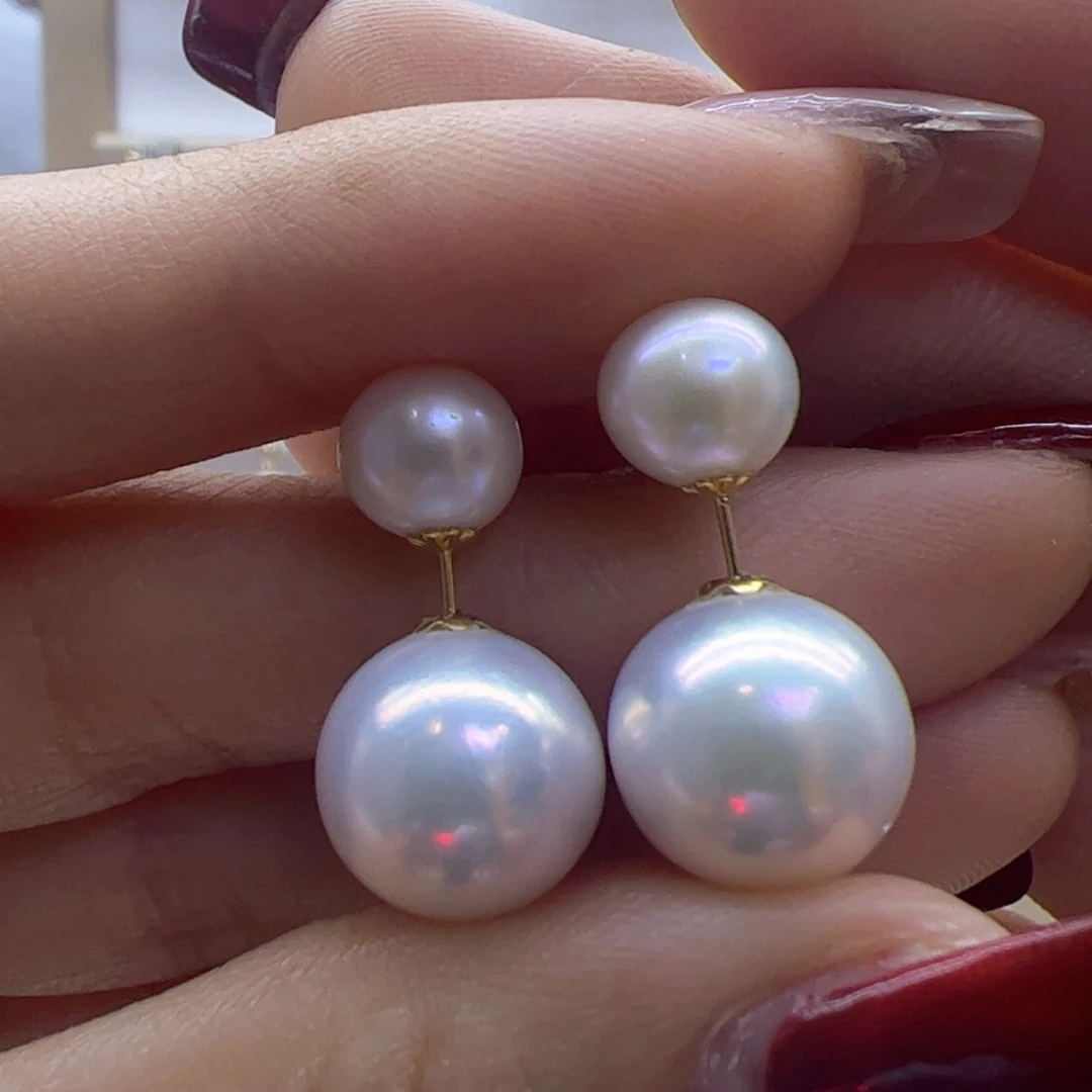 淡水珍珠耳饰18K金镶嵌