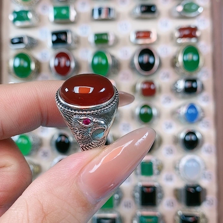 银S925镶嵌戒指玛瑙/玉髓
