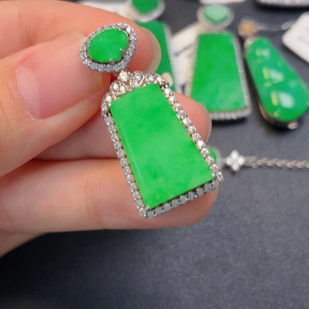 翡翠银S925镶嵌吊坠(不含链)