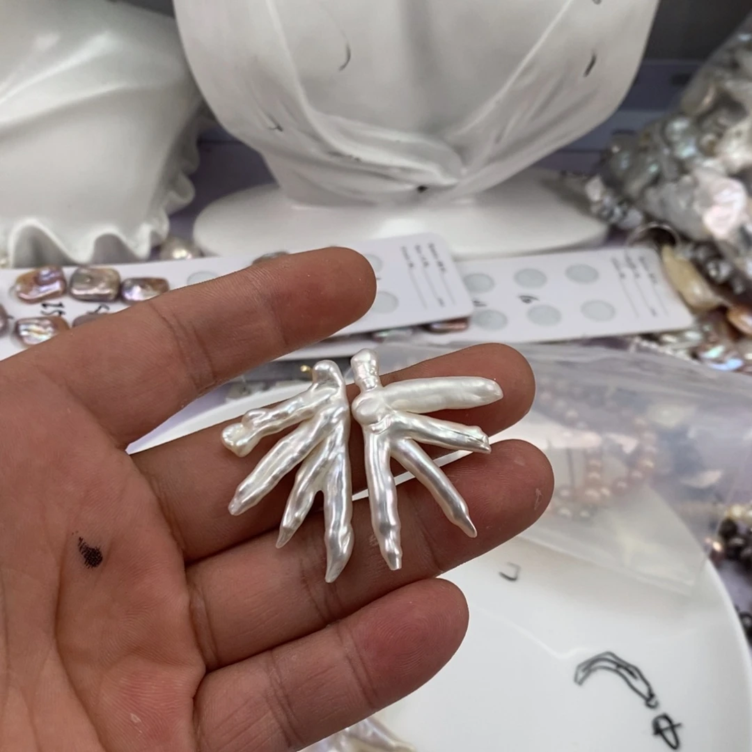 淡水珍珠耳钉银S925镶嵌艳*