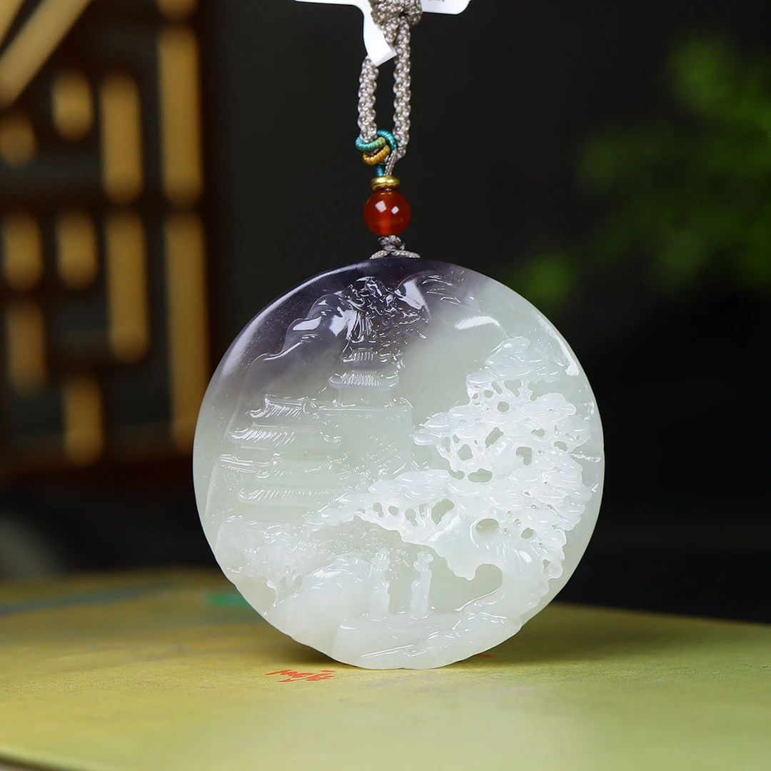 1105177和田玉烟紫意境山水玉佩