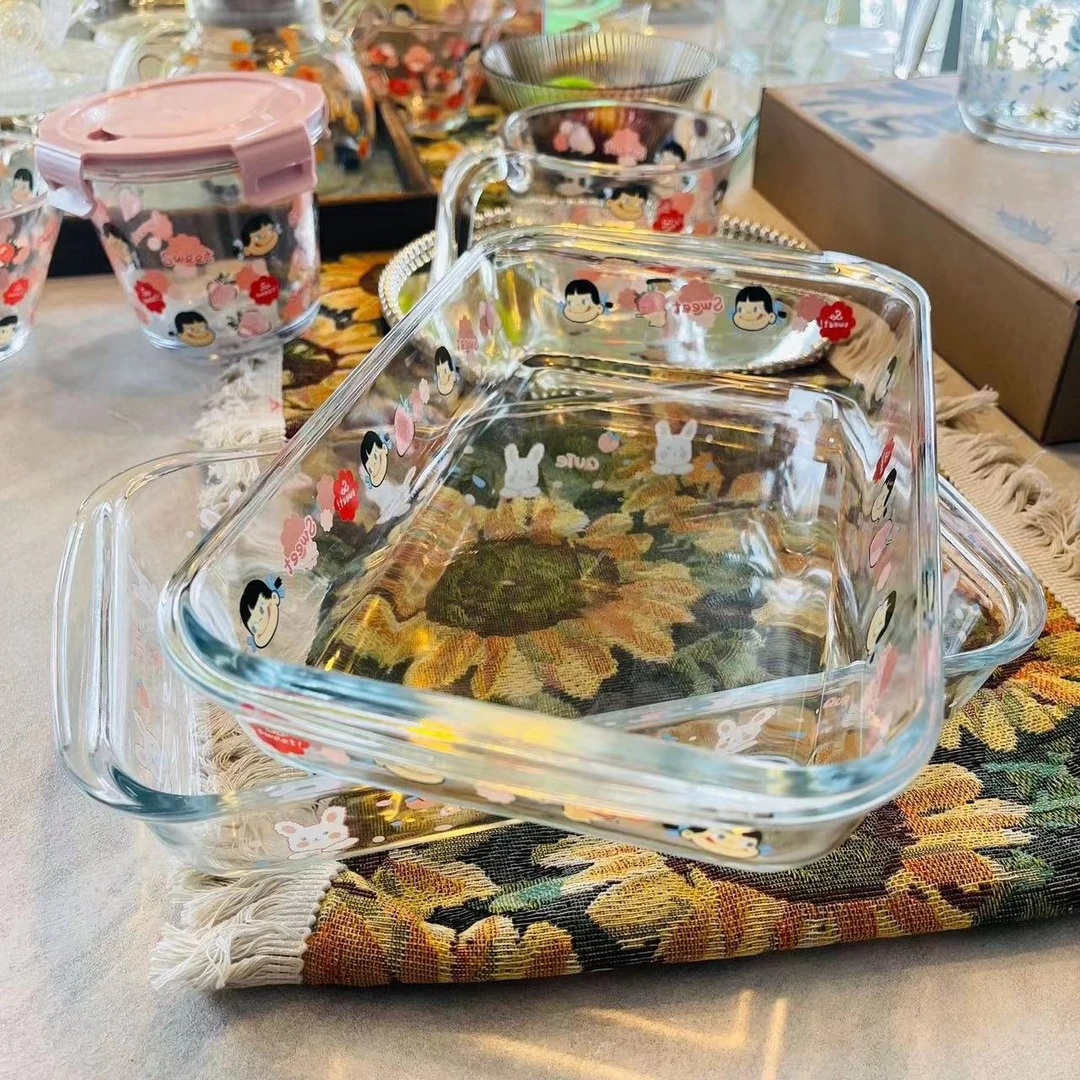 家用大号1000毫升女孩贴花鱼盘