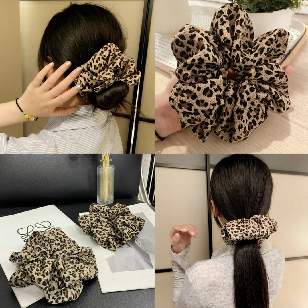 秋冬韩版发圈蕾丝超大波点新款豹纹发圈大肠圈发饰发绳简约百搭