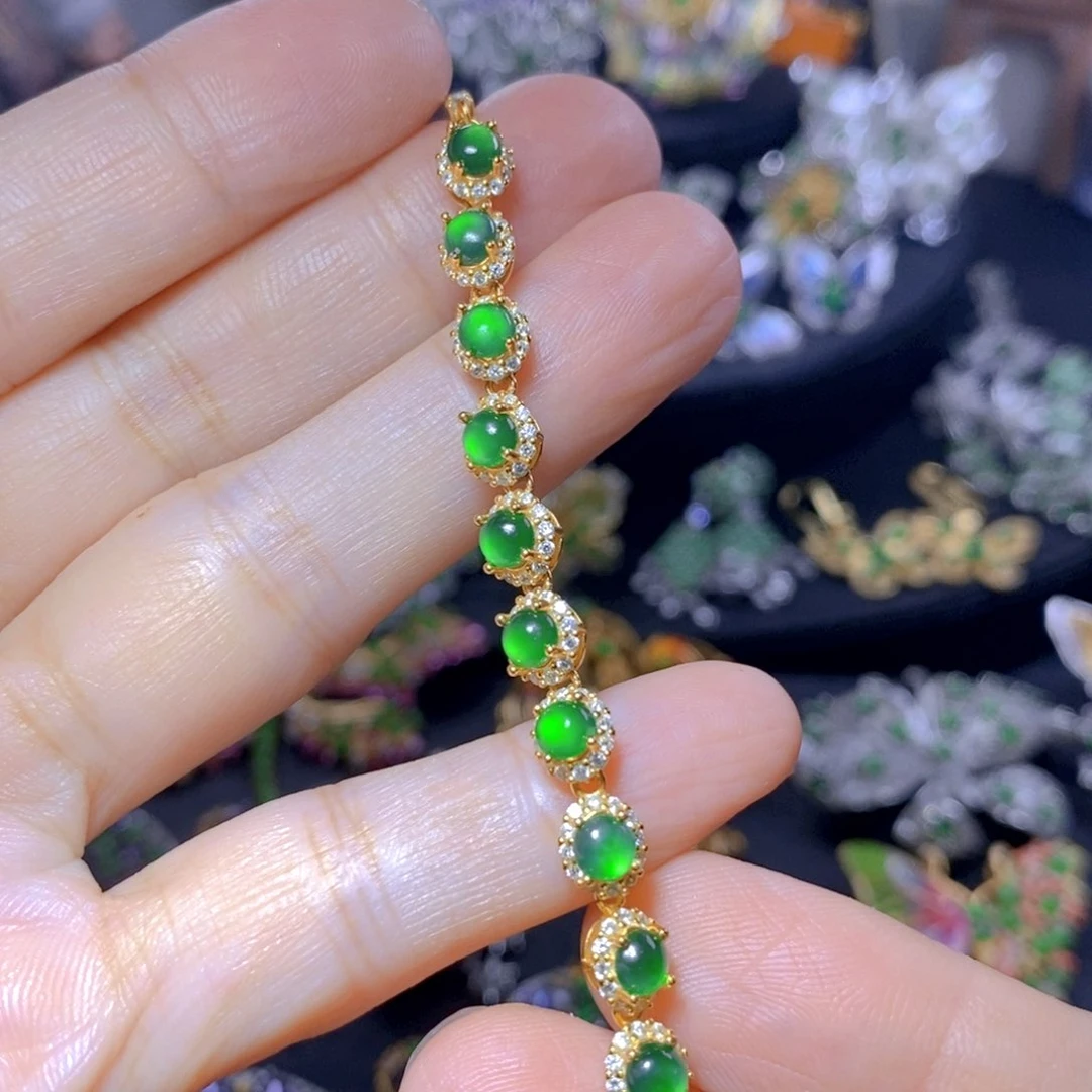 翡翠银S925镶嵌吊坠(不含链)天然翡翠