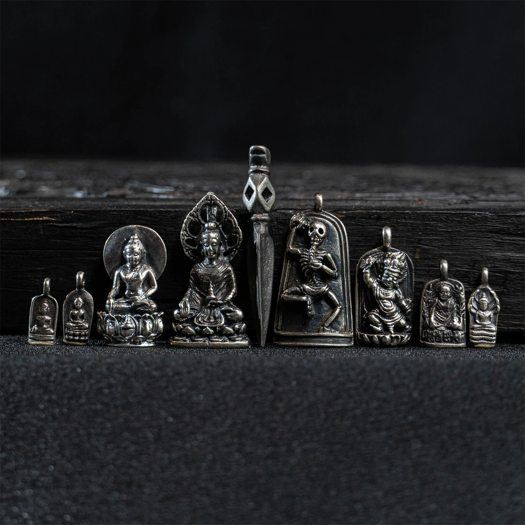 925银银制品 宫贡藏传复刻纯银寸佛尸陀林主马头金刚橛释迦摩尼佛