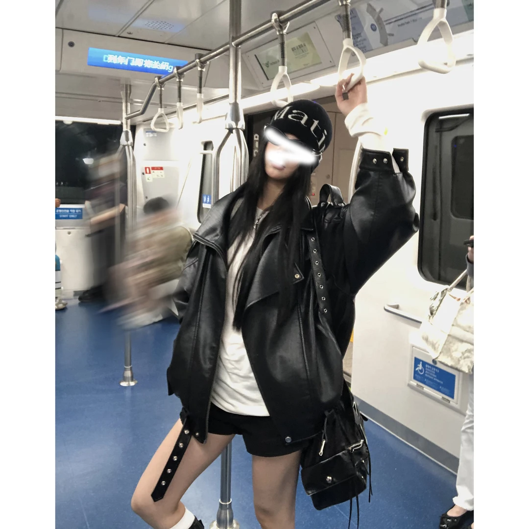 秋季新款百搭韩版夹克帅气机车服炸街上衣黑色皮衣休闲外套