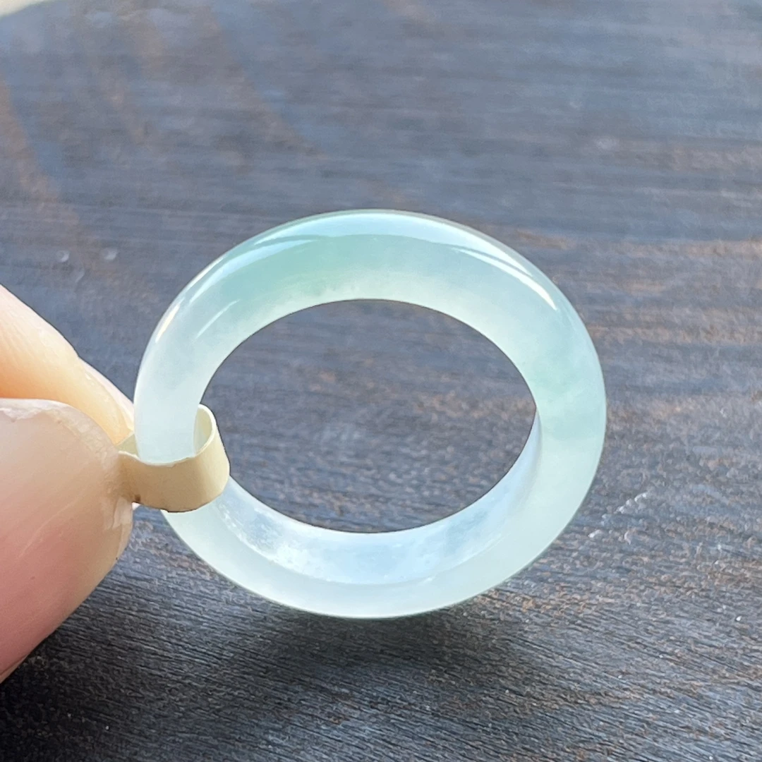 14-15号天然翡翠冰绿指环缅甸a货飘花戒圈戒指飘绿精美尾戒指圈