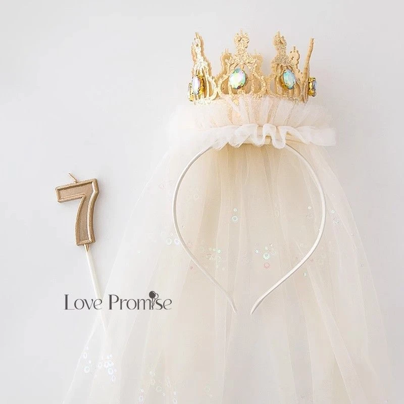 儿童生日帽女孩公主皇冠王冠满月宝宝仪式感生日场景布置装饰头箍