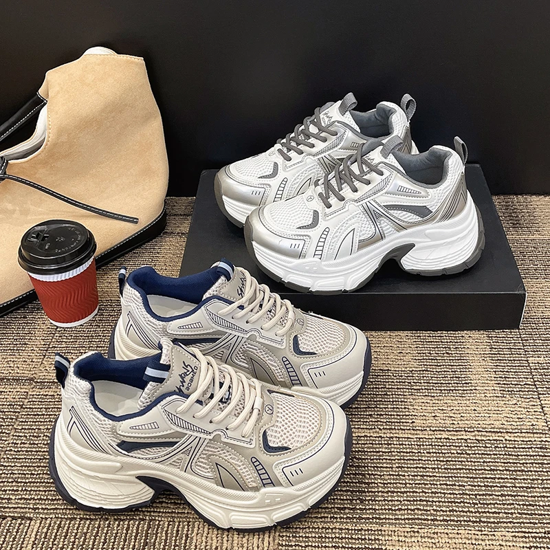 老爹鞋女2025年春季新款厚底松糕透气网面休闲运动鞋超火网红爆款