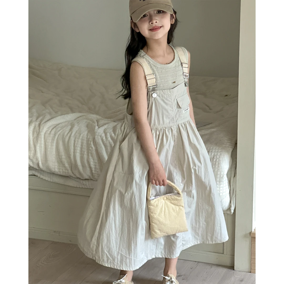 女童背带裙套装夏季新款女大童速干背心儿童连衣裙薄款两件套裙子