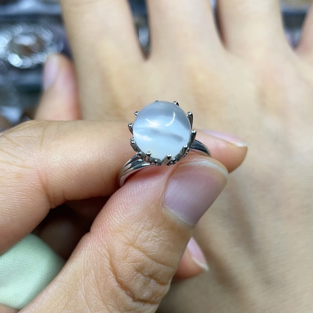 【闪购商品】银S925镶嵌珠宝半成品水晶戒指