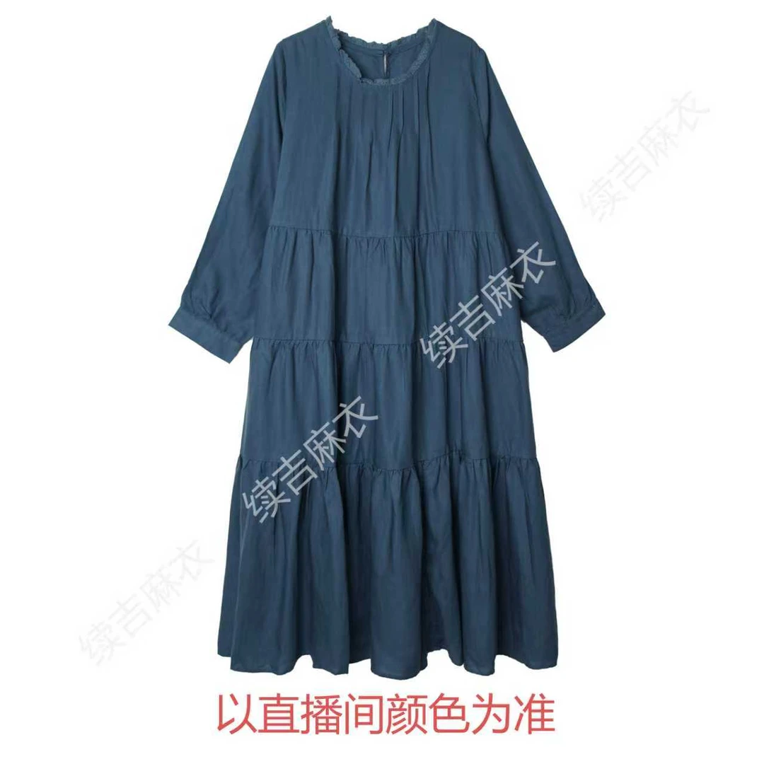 秋-续吉麻衣25-2119【今安】气质百搭休闲长袖宽松连衣裙