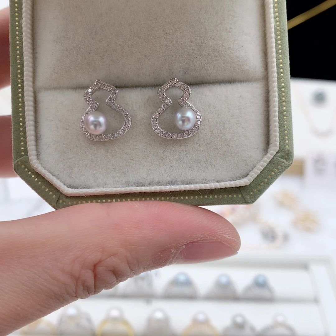 海水珍珠4.5-5mm真多麻葫芦银S925镶嵌