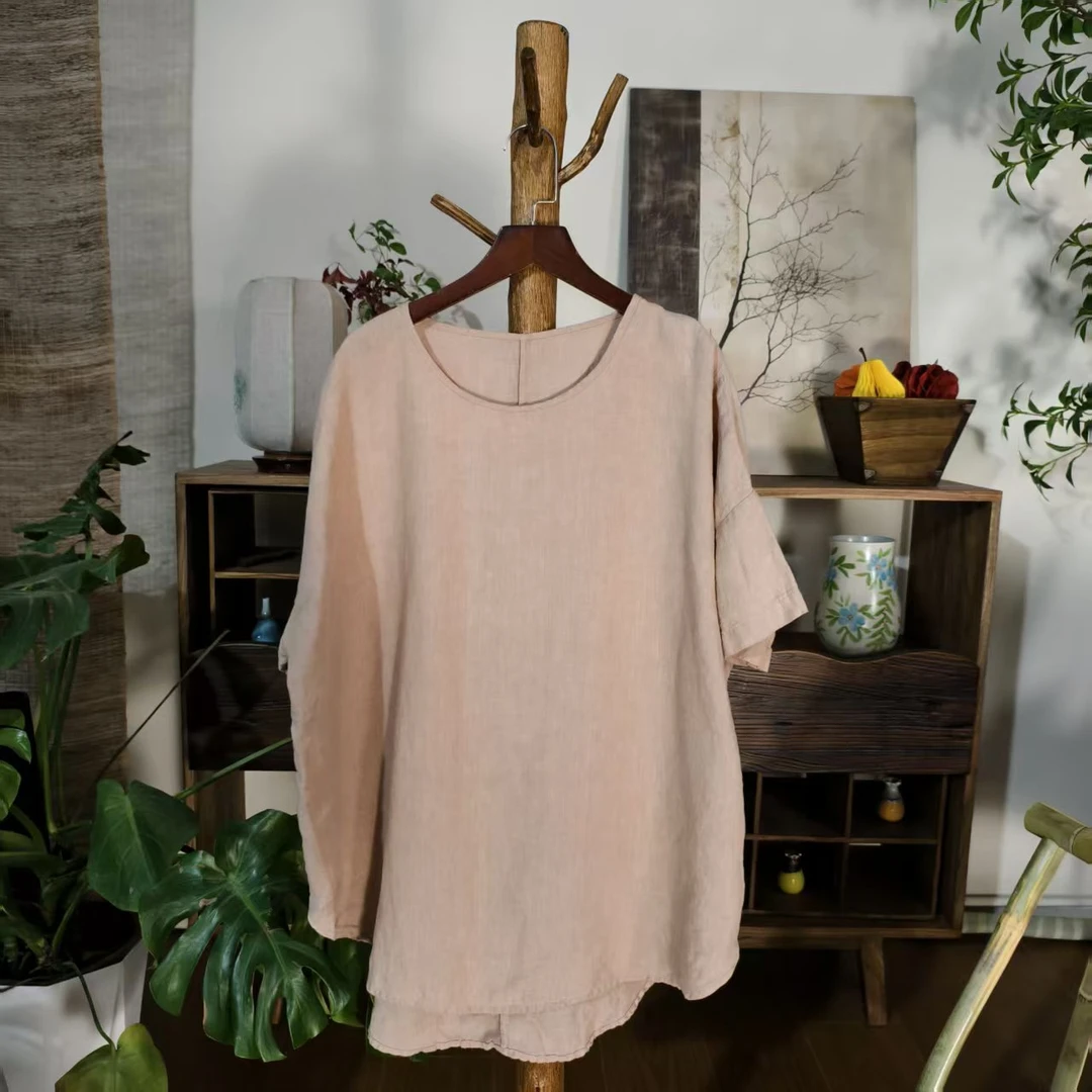 【大梅子推荐】设计款亚麻圆领上衣 GMCX2401