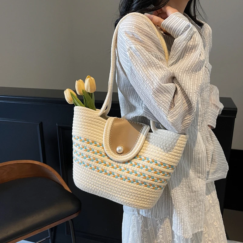 编织包春季新款时尚手提单肩包甜美少女包海边度假沙滩包雨珊1002