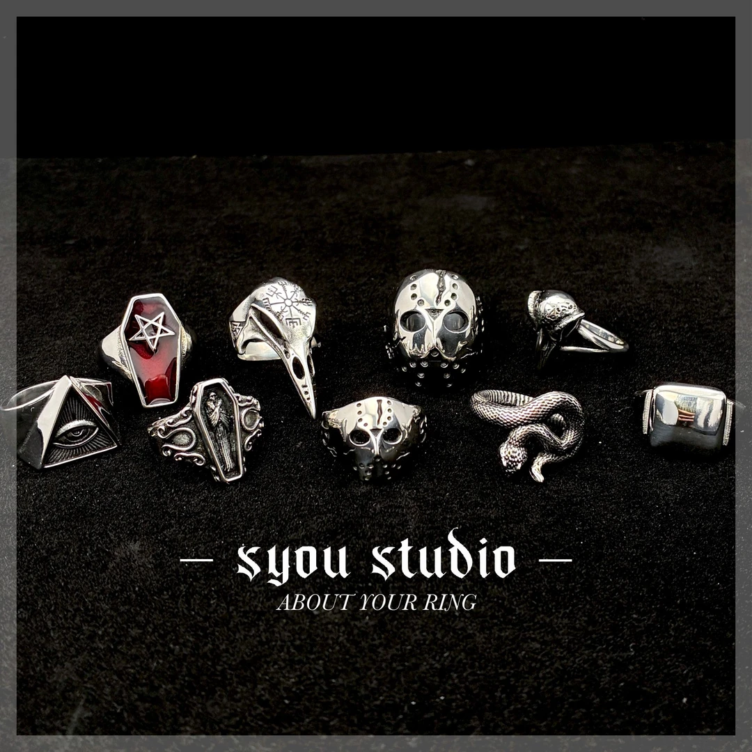 钛钢戒指 小众暗黑不掉色戒指男款情侣对戒精致小饰品指环女尾戒