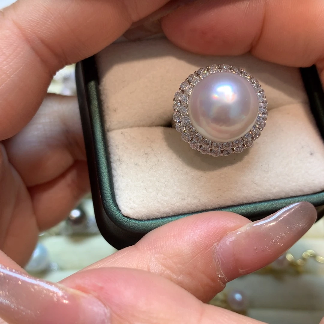 海水珍珠戒指银S925镶嵌