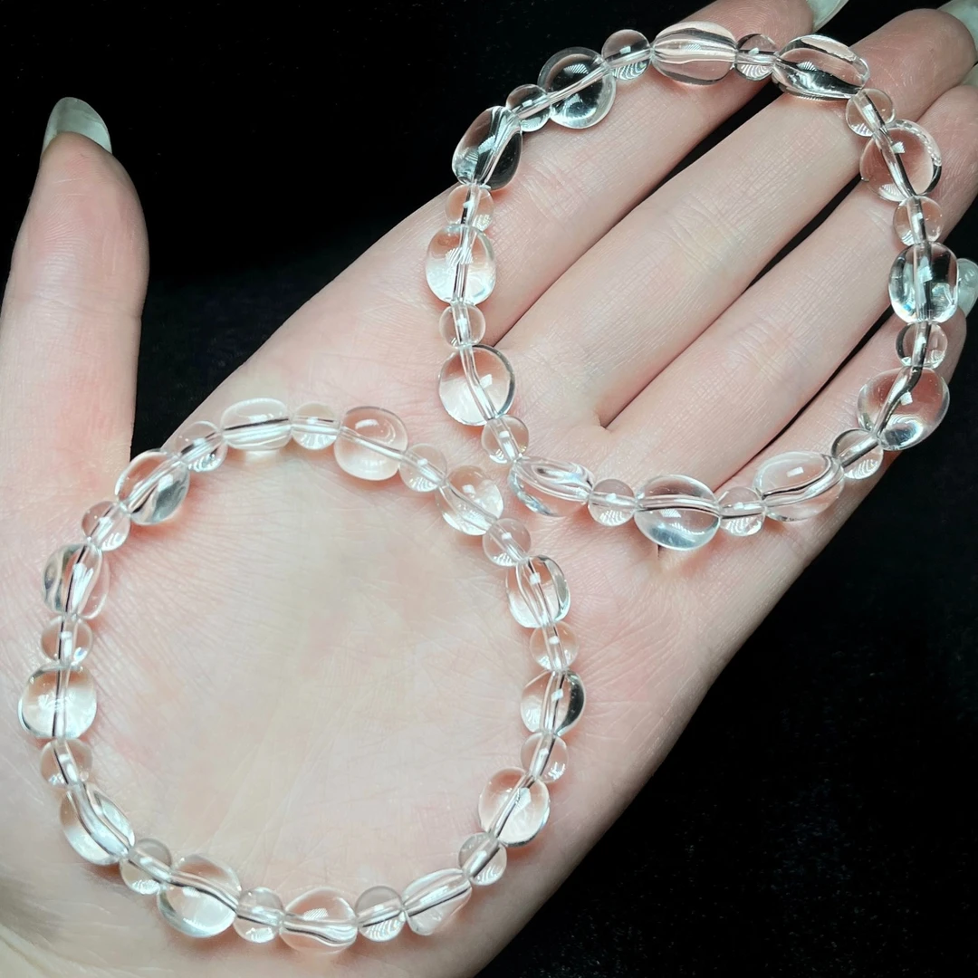 【小宝珠宝】5 T93202-白水晶单圈手串-多样性发一件-随形