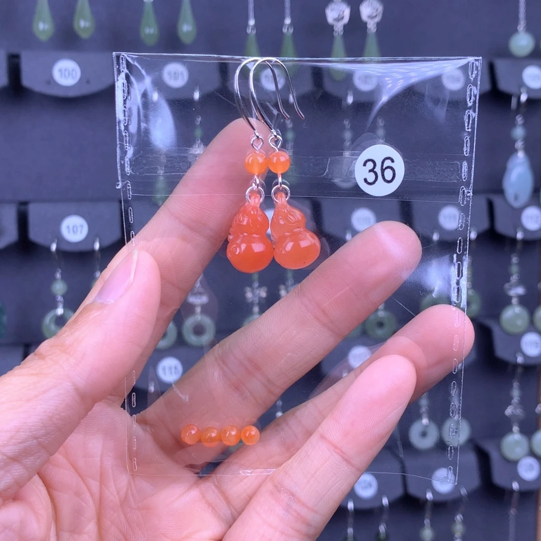 南红玛瑙耳饰银S925镶嵌