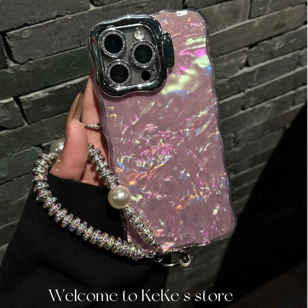 闪粉粉色全包镜头膜支架适用手机壳苹果16promax/15/14/13高级感