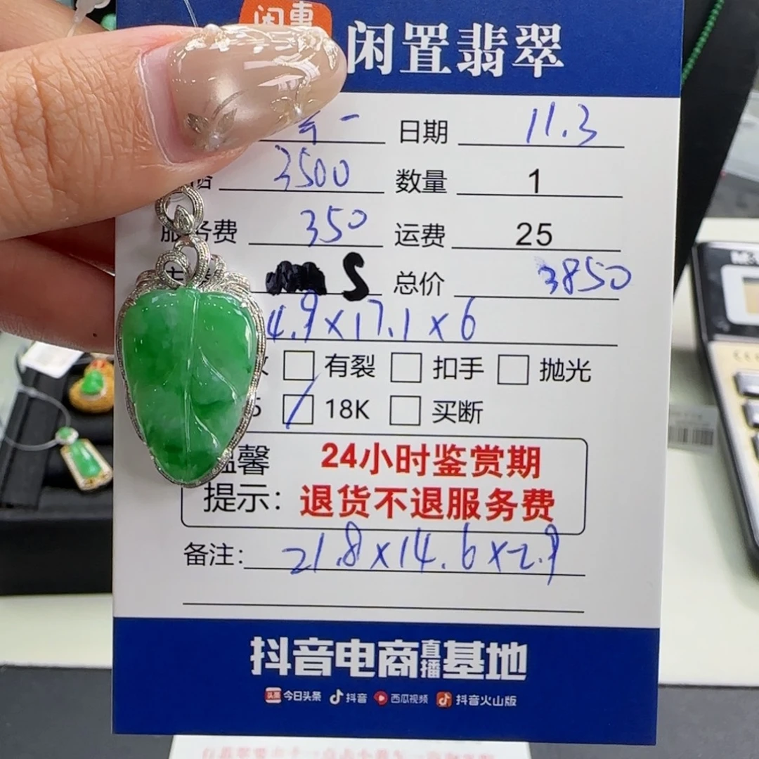 幸***子翡翠18K金镶嵌颈饰