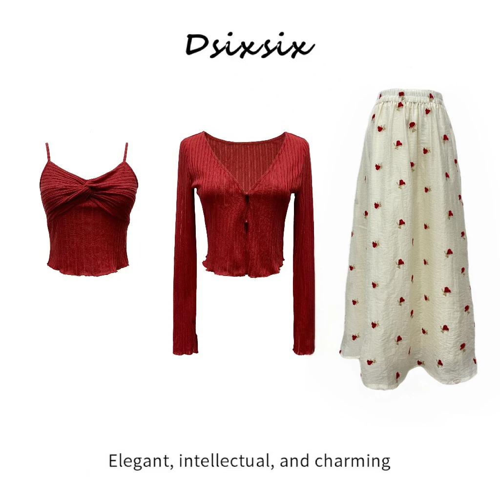 Yeah Me-【杜桑花园】春夏碎花温柔甜美设计师吊带半身裙套装连衣裙