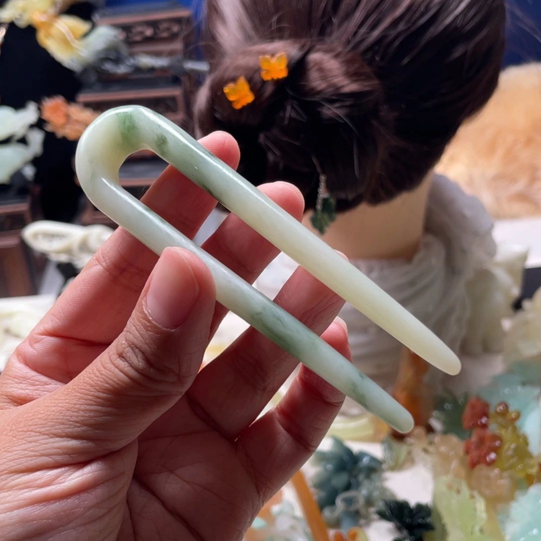 【闪购商品】蛇纹石玉未镶嵌发饰月****、