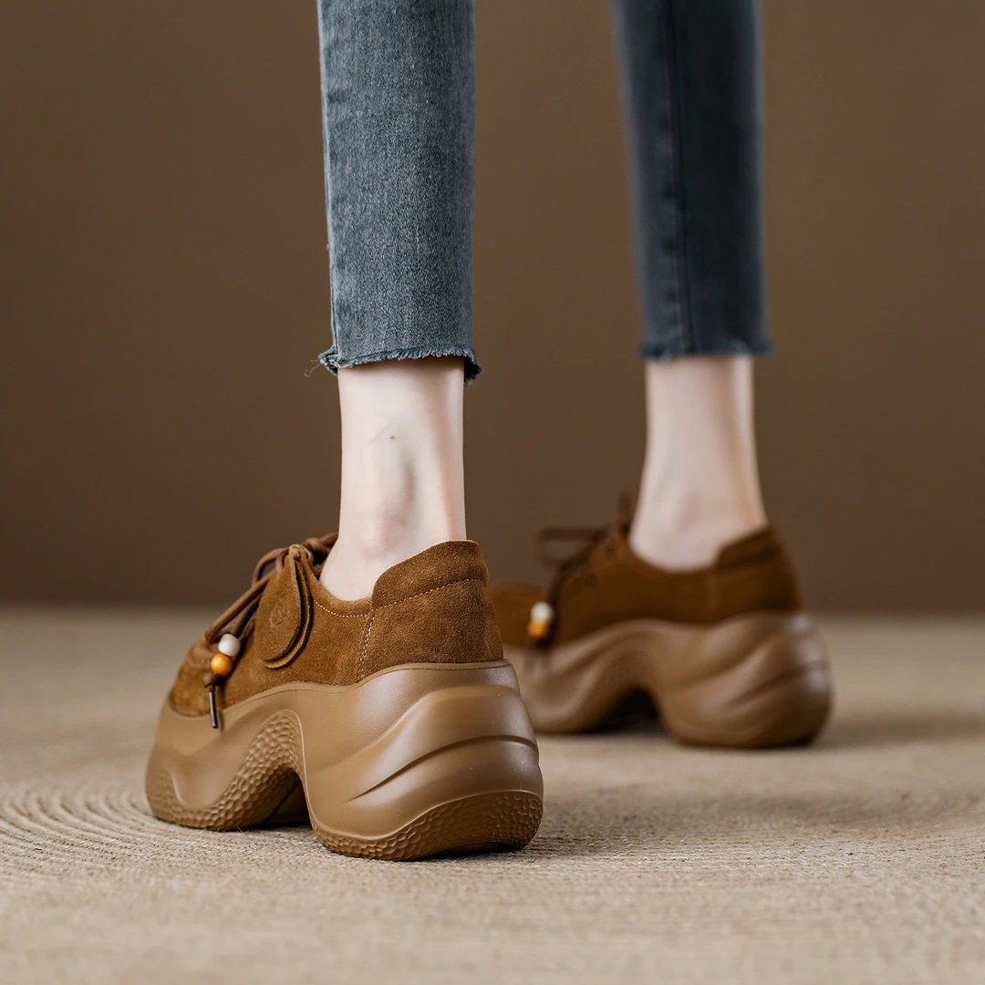 防水台青年高跟修面皮粗跟乐福鞋百搭老爹鞋