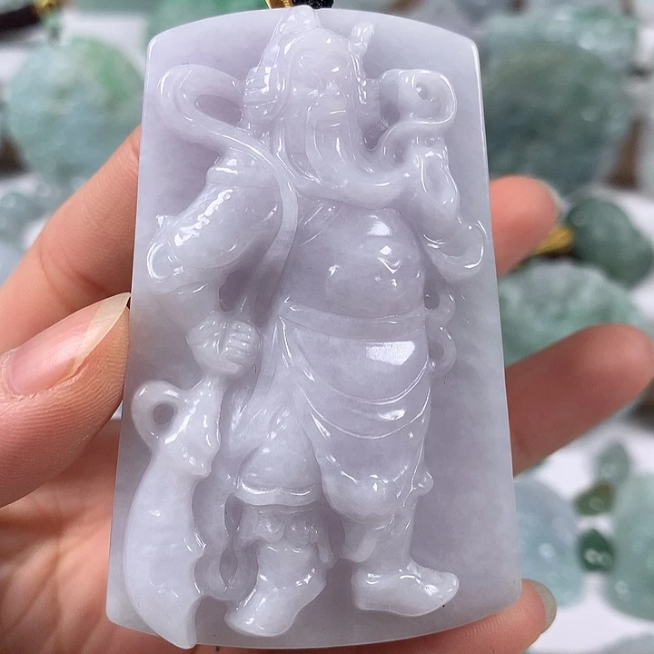 翡翠未镶嵌颈饰立体关二爷福利有棉线卡厚13+