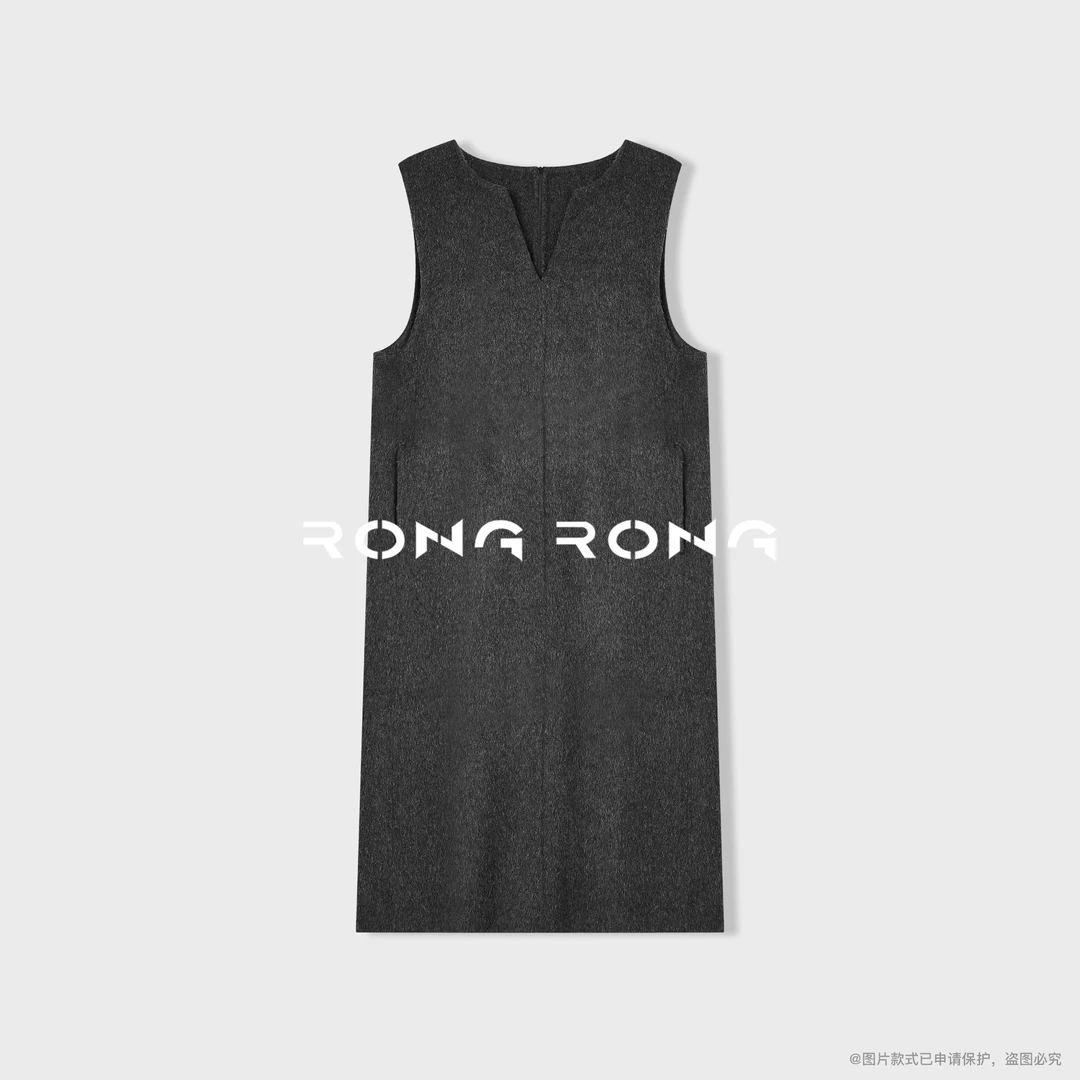 溶溶【星雾浅梦】RONGRONG100绵羊毛简约老钱风叠穿无袖连衣裙25102