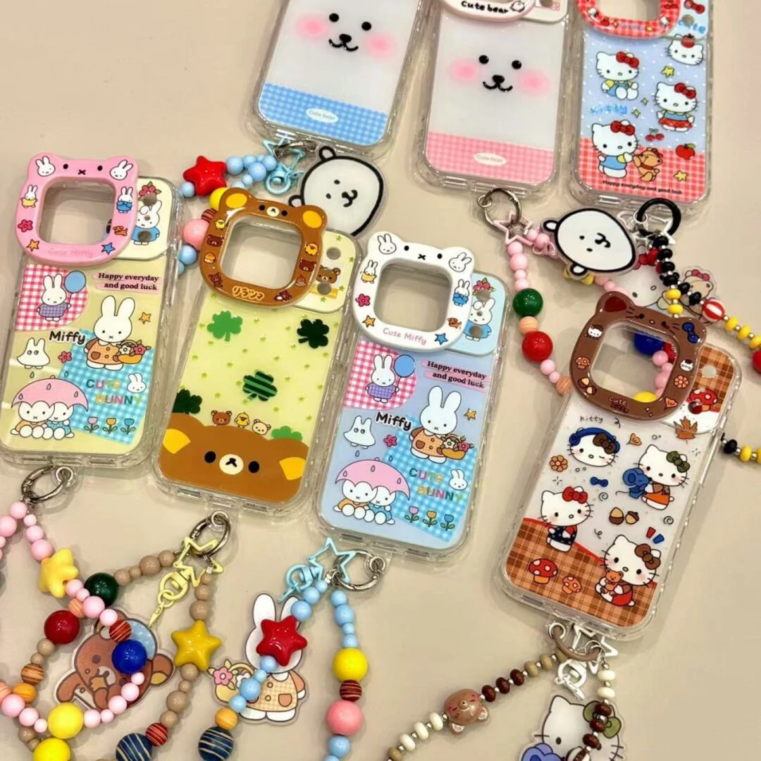 可爱动物镜框轻松熊米菲兔猫咪适用ihone17promax苹果16pro/15/14