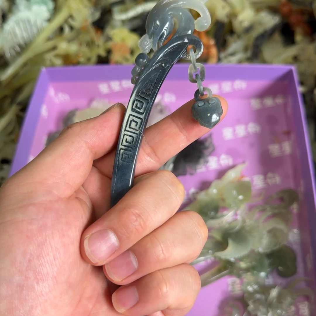 岫玉发饰未镶嵌明君玉簪就是好看