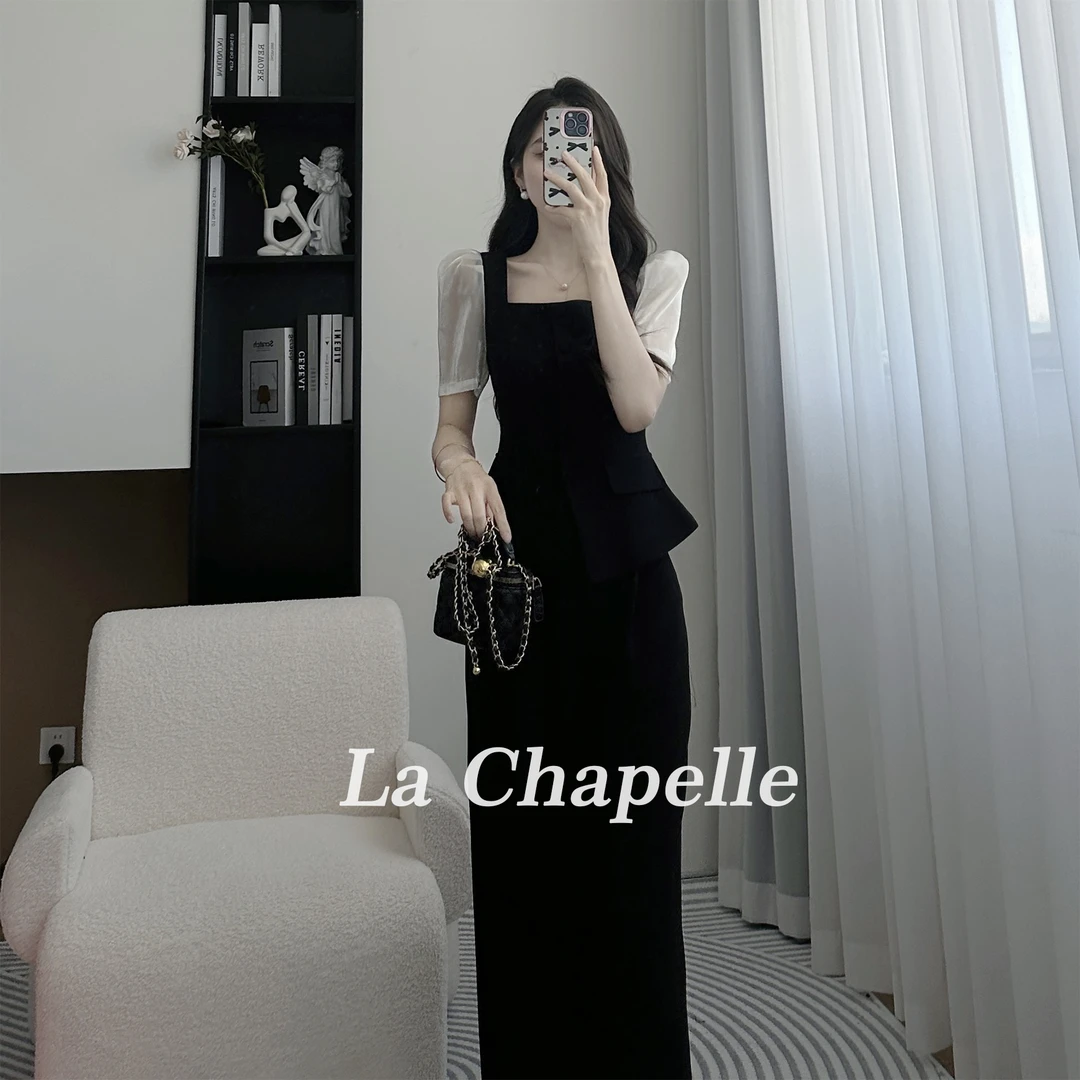 拉夏贝尔夏季青苍气质时尚清凉收腰显瘦赫本风套装 10004 WQC