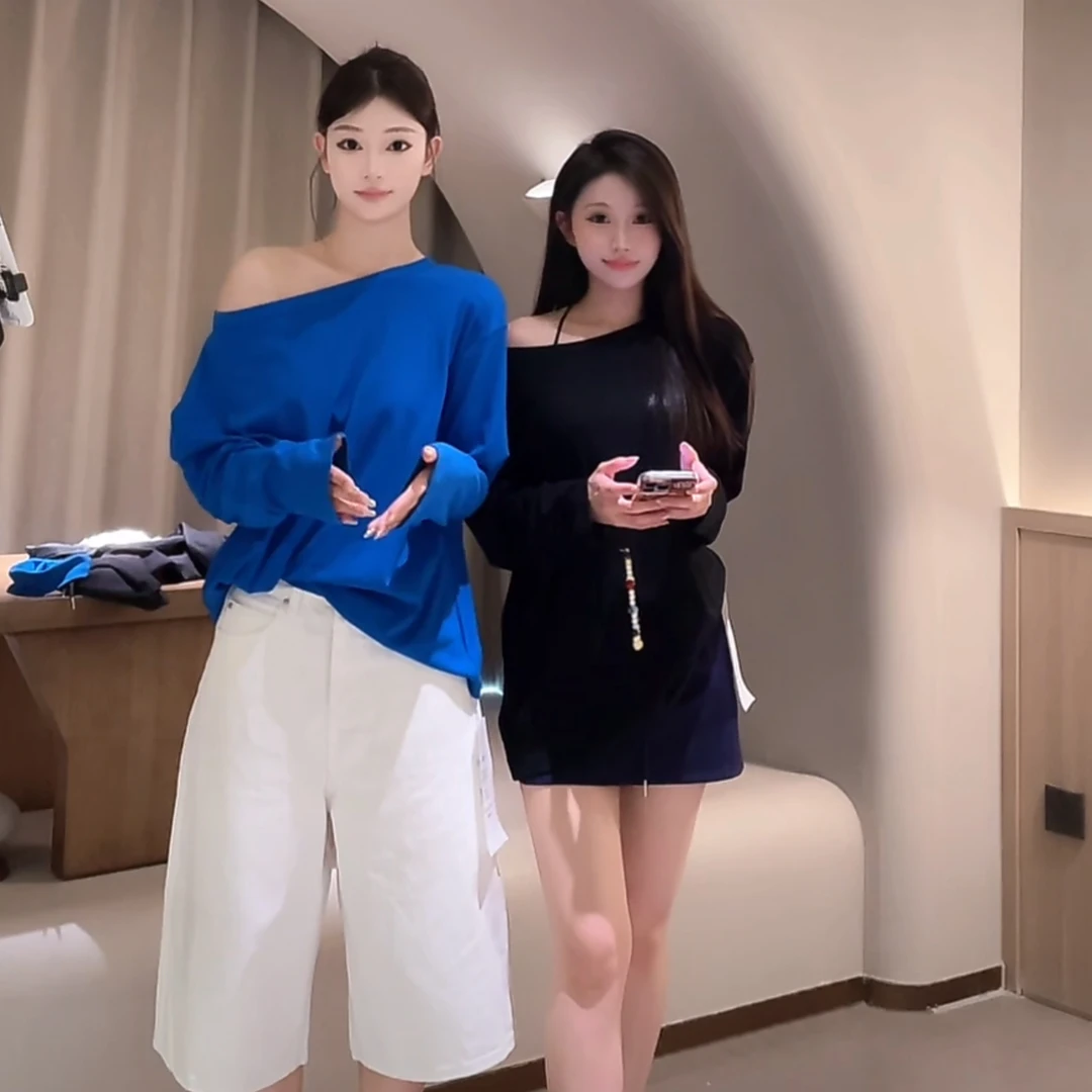 卷毛 福（1JM26861#）慵懒感 宽松斜肩T恤 （配发带）3-10