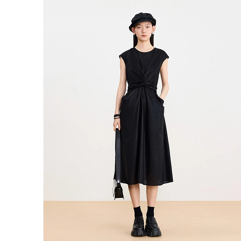 【晨晨甄选】AUM/噢姆气质黑色连衣裙M1EG20606