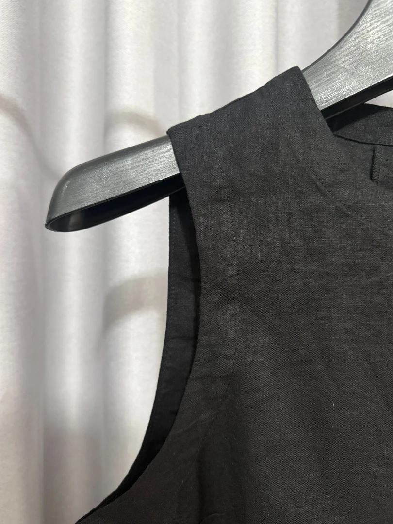 极简高腰麻料背心