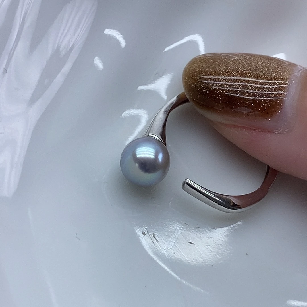 银S925镶嵌戒指海水珍珠