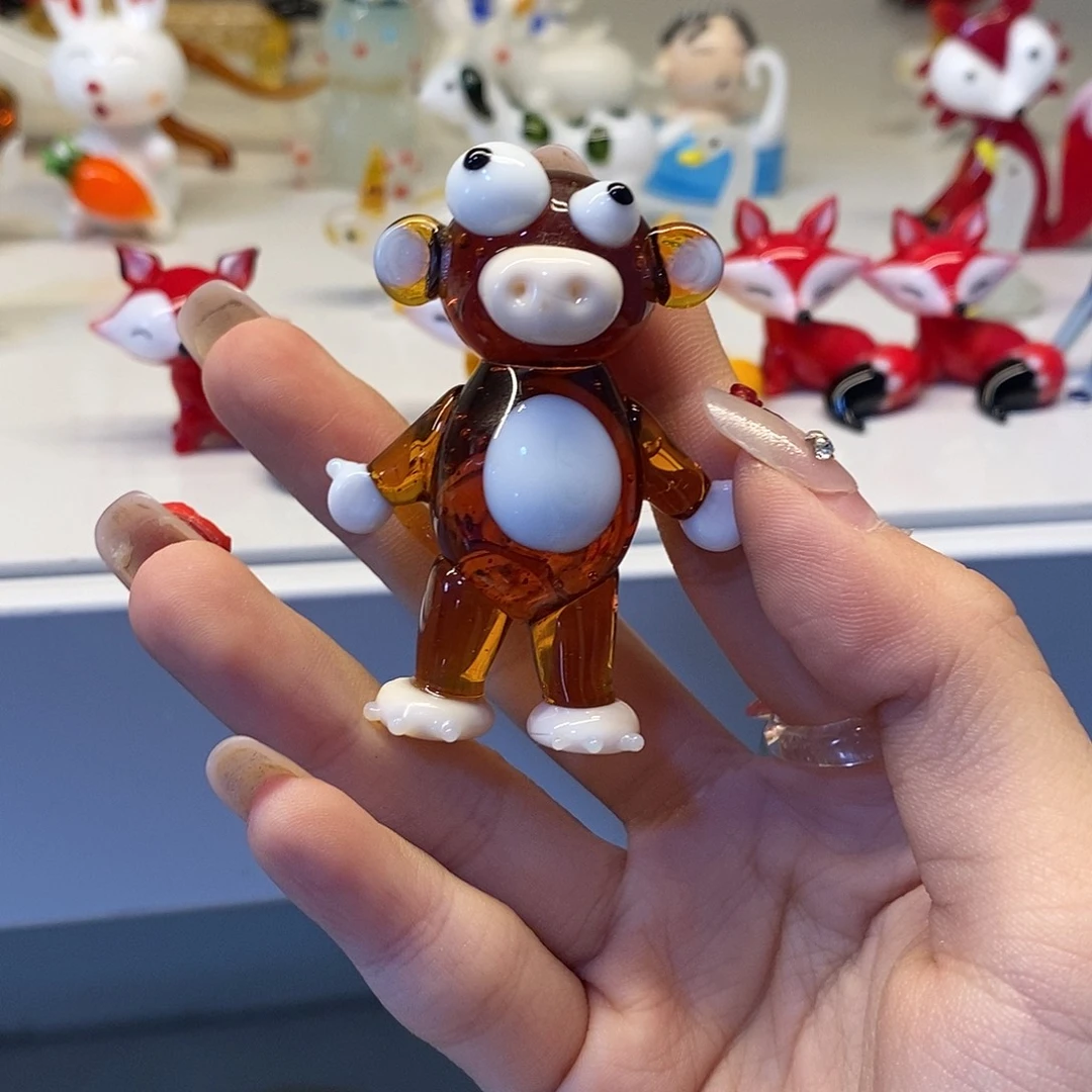 手工艺品琉璃斗鸡眼猴子