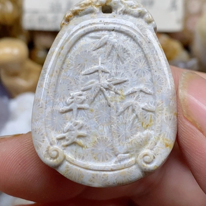 颈饰未镶嵌硅化珊瑚（珊瑚玉）小