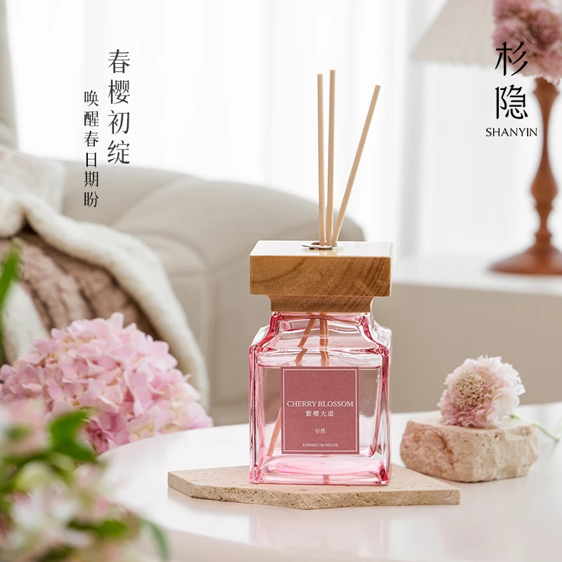 杉隐【500ML】繁樱大道无火香薰木盖方瓶松弛感花香香氛酒店清爽