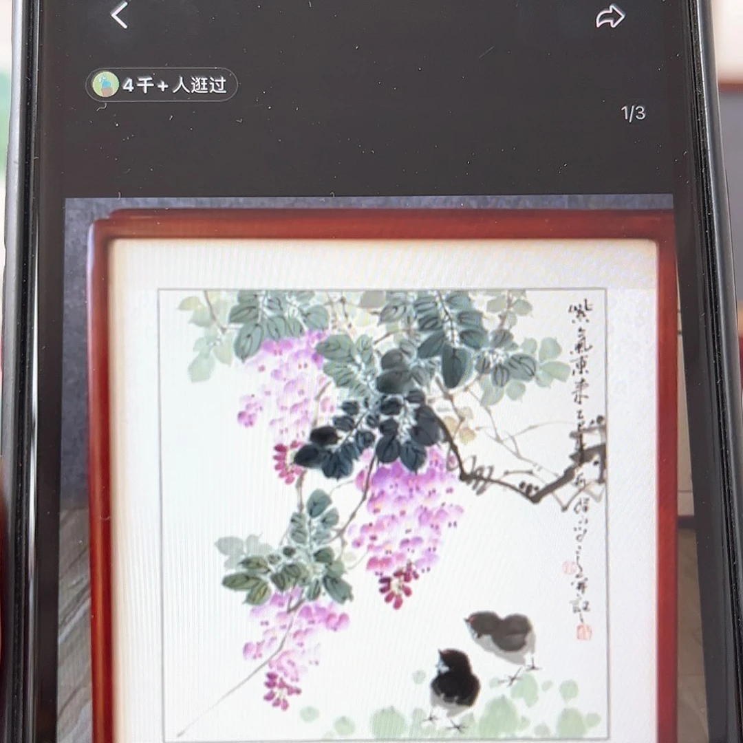 宝***珠国画书画作品带框63×63