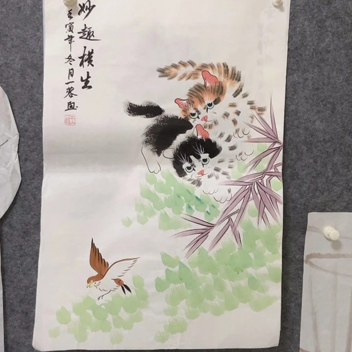国画猫咪70厘米高度