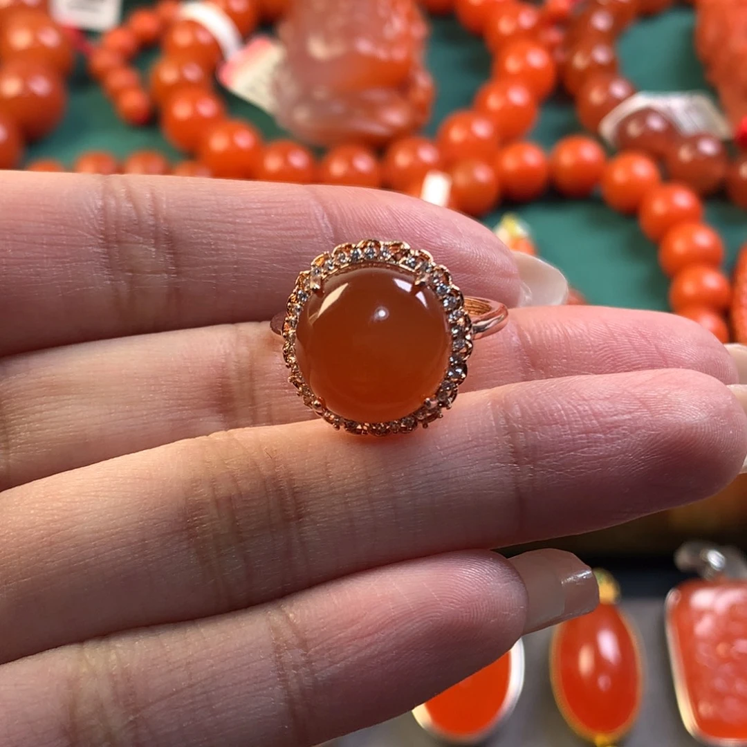 南红玛瑙合金戒指
