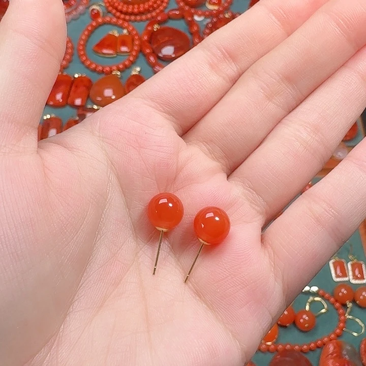 南红玛瑙银S925镶嵌8+