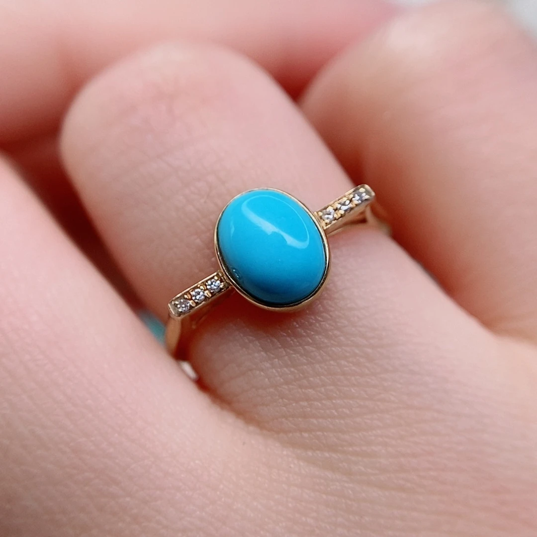 绿松石戒指18K金镶嵌